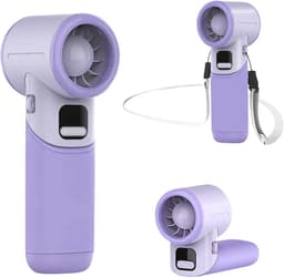 Draagbare Turbo Fanfan met 5 Snelheden - Oplaadbare Mini Ventilator voor Binnen en Buiten - Ideaal voor Reizen en Kamperen - Lila — thumbnail 2