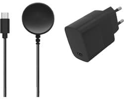 Strap-it USB-C Fastcharger + Adapter - geschikt voor Samsung Galaxy Watch 7 / 6 / 6 Classic / 5 / 5 Pro / 4 / 4 Classic / 3 / Active / Active 2 / FE / Watch Ultra – Snelladen smartwatch oplader