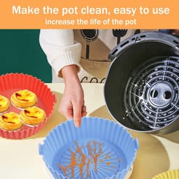 2-pack ronde siliconen bakmandjes Geschikt voor airfryer van 1-3,5 liter, siliconen pannen en kommen voor airfryer, herbruikbare bakplaten, ovenaccessoires (boven 16,5 cm / onder 14 cm) — thumbnail 5