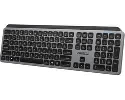 Phreeze draadloos toetsenbord - ergonomisch - bluetooth en usb ontvanger - stil - qwerty - full size - oplaadbaar usb c - voor laptop pc en tablet - grafiet zwart