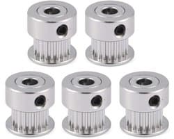 Timing Katrollen voor 3D-printers - 5 Stuks 20T Aluminium Gear Synchrone Distributieriem Katrollen