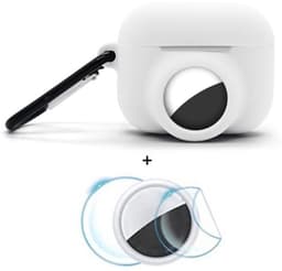 2 in 1 AirPods Pro 3 en Airtag Case - Beschermhoes - AirPods Pro 3 Cover - AirPods Pro 3 AirTag Hoesje - tracker - hoesje geschikt voor Apple Airpods Pro 3 - wit - met screenprotector — thumbnail 1