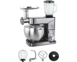 Multifunctionele 3-in-1 Keukenrobot met Hakmolen, Blender en Kneedmachine - 2000W, 12L, Grijs