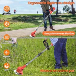 Draadloze Grasmaaier met 3 Snijbladen, 21V, Lichtgewicht en Verstelbaar voor Tuinonderhoud — thumbnail 4