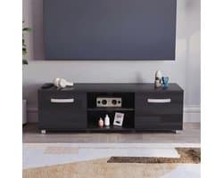 Moderne TV Unit met LED Verlichting - 2 Deuren en Ruime Opslag 120cm