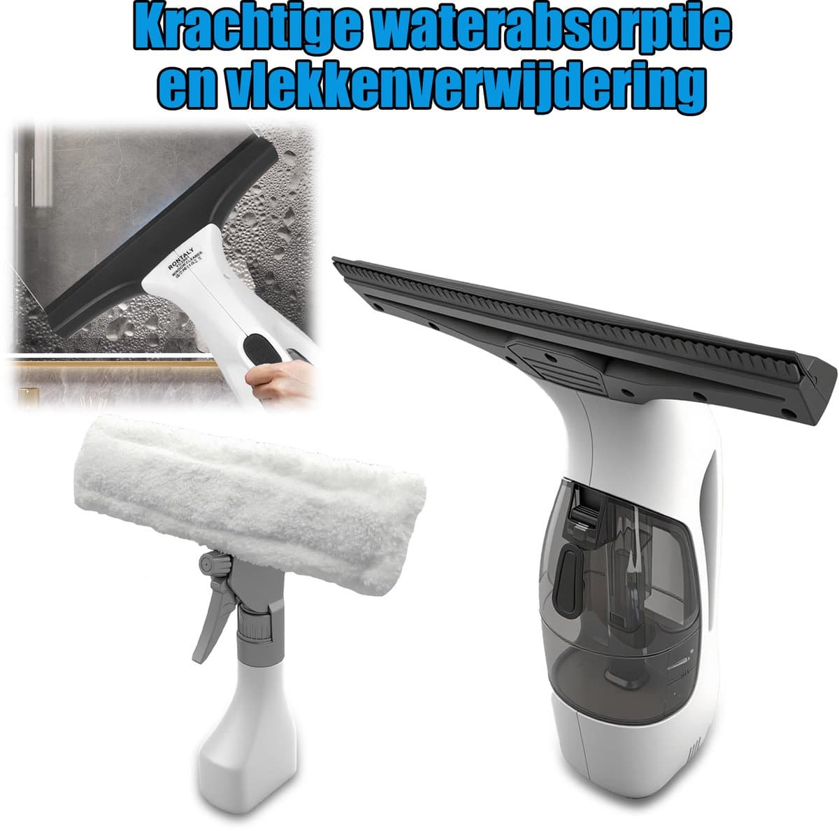 Accustofzuiger - Handheld draadloze oplaadbare powerkit (raamwisser-stofzuiger) voor condensreiniging dubbelglas raamreiniging — afbeelding 1