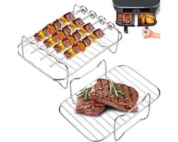 AF400EU Heteluchtfriteuse, grillrooster met 4 spiesen, airfryer-frame, 304 roestvrij staal, stoomrek, multifunctionele airfryer-accessoires, compatibel met de meeste heteluchtfriteuses AF300EU