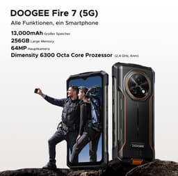 DOOGEE Fire 7 5G -Robuuste Smartphone-Outdoor Phone-16GB + 256GB/2TB- Android 15-6.6 inch HD+90Hz -13000mAh/18W -64MP+16MP AI Dual Camera-Construction Site Dedicated Phone-IP68 Waterproof-Dustproof-NFC-OTG-3 Card Slots — thumbnail 5