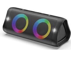 DONOW Bluetooth-luidspreker met verlichting, 30W stereogeluid, diepe bas, IPX5 waterdicht, 20 uur speeltijd, draagbare draadloze luidspreker met ingebouwde microfoon, voor feest, thuis, buiten, strand