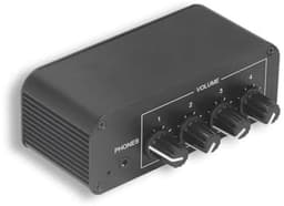 Mini Stereo Mixer met 4 Kanalen en Hoofdtelefoonuitgang - Geluidsversterker voor Microfoon en Gitaar — thumbnail 1