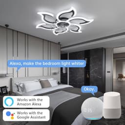 Slimme Plafondventilator met Verlichting, 88 cm - Dimbaar, Afstandsbediening, Compatibel met Alexa en Google Home, Stil en Omkeerbaar — thumbnail 1