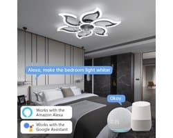 Slimme Plafondventilator met Verlichting, 88 cm - Dimbaar, Afstandsbediening, Compatibel met Alexa en Google Home, Stil en Omkeerbaar
