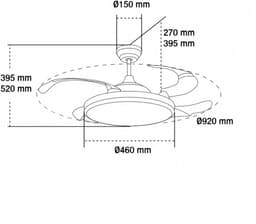 Plafondventilator met LED Verlichting, Stil en Intrekbare Bladen — thumbnail 2