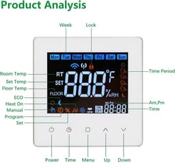 Digitale Programmeerbare Thermostaat voor Vloerverwarming en Warmwatersystemen met Kleurendisplay — thumbnail 5