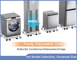 Verstelbare Wasmachine Sokkel Onderstel met Wielen en Poten - Geschikt voor Wasmachine, Droger of Koelkast - Draagvermogen 500 kg — thumbnail 3