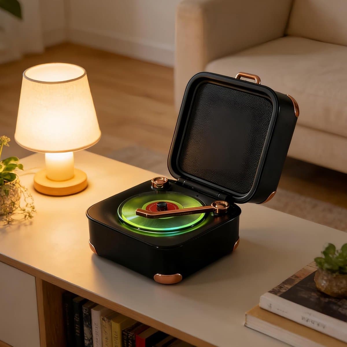 Retro Mini Bluetooth Speaker - Draagbaar, Helder Geluid, Lange Accuduur - Schattige Bureau Speaker voor Huis, Slaapkamer & Kantoor - zwart — afbeelding 1