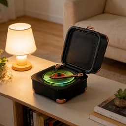 Retro Mini Bluetooth Speaker - Draagbaar, Helder Geluid, Lange Accuduur - Schattige Bureau Speaker voor Huis, Slaapkamer & Kantoor - zwart — thumbnail 1