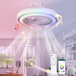 Slimme Plafondventilator Met RGB Verlichting, Muziek en Alexa Voor Slaapkamer en Woonkamer — thumbnail 4
