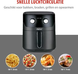 Grote Heteluchtfriteuse XL 6 Liter voor 4-6 Personen - Instelbaar 80-200°C, Timer tot 60 Min — thumbnail 4