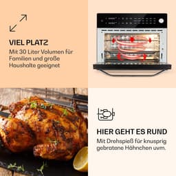 XXL Hetelpan Airfryer 30L met 18 programma's - Oven, RVS, met Rotisserie en Accessoires — thumbnail 5