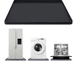 Wasmachinemat van 60 x 60 cm, waterdicht en krasbestendig, met opstaande randen, geschikt voor huishoudelijk gebruik en opslag.