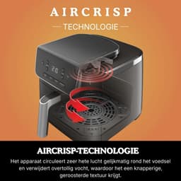 Airfryer enkele Lade - 4-in-1 Airfryer - Roosteren, Opwarmen, Drogen - Voor 1-2 Porties, Digitaal, Voor Bevroren Voedsel - Anti-aanbak Lade & Mandje - 2000W — thumbnail 6