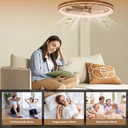 Seth Select LED-plafondlamp met ventilator - 46W ronde stille plafondventilator met verlichting - Plafondventilator - 48 cm - Woonkamerventilator dimbaar met afstandsbediening — thumbnail 5