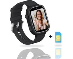 AngelTech Ultra GPS Horloge Kind Met Simkaart 4G – SOS knop – Smartwatch Kinderen – Whatsapp - HD Camera en Videobellen – Smartwatch Kind – GPS Tracker Kind – Smartwatch Kids - Elke polsmaat - Zwart