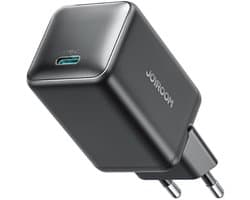 USB-C snellader 65W – GaN wall charger met Power Delivery & PPS – EU stekker – Voor laptop/telefoon/tablet – Joyroom – Zwart