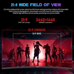 34-inch Curved Monitor – Ultrawide Scherm – Gaming Monitor – PC Monitor – UWQHD Display – 3440x1440 Resolutie – 120Hz Verversingssnelheid – 165Hz Reactietijd — thumbnail 3