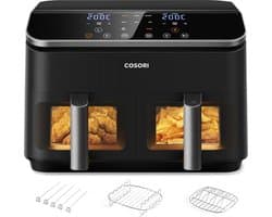 Heteluchtfriteuse met Dubbele Kamer - 8.5L - 6-in-1 Functies - Zichtvenster