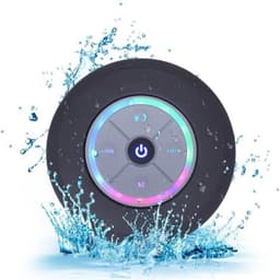 Set van 2 zwarte waterdichte Bluetooth-luidsprekers - met zuignap - draagbare luidsprekers - ingebouwde batterij - zwart — thumbnail 1