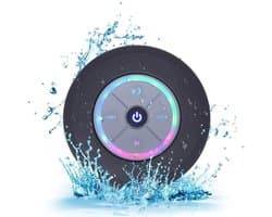 Set van 2 zwarte waterdichte Bluetooth-luidsprekers - met zuignap - draagbare luidsprekers - ingebouwde batterij - zwart