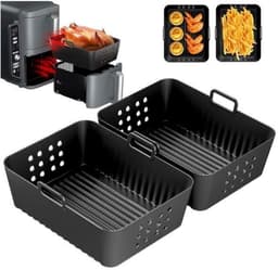 Dubbellaagse XL olievrije airfryer 2-delige set, airfryervormen, siliconen vormaccessoires, geschikt voor airfryers. — thumbnail 1