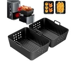 Dubbellaagse XL olievrije airfryer 2-delige set, airfryervormen, siliconen vormaccessoires, geschikt voor airfryers.