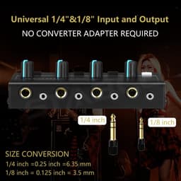 4 Kanaals Hoofdtelefoon Versterker Splitter met Stereo/Mono Input en 3.5mm/6.35mm Output — thumbnail 4