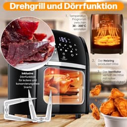 9-in-1 Heteluchtfriteuse met Draai- en Droogfunctie, Krachtig 1800 Watt — thumbnail 2