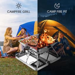 Opvouwbaar Roestvrij Stalen Vuurplaats Barbecuerek - Draagbare Houtskoolgrill voor Camping en Picknick met Draagtas — thumbnail 3