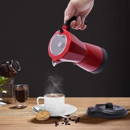 Elektrisch Koffiezetapparaat - Espressomaker Percolator - Snel Koffie Zetten - 360 Graden Draaibare Basis - 10x20 cm - Rood — thumbnail 4