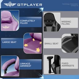GTPLAYER - Gamingstoel Bureaustoel - Met 160° Verstelbare Rugleuning - Lichtpaars — thumbnail 5