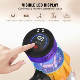 BLOSSOM Steelstofzuiger Draadloos V18 - 550W/50Kpa/60Min - Kruimeldief - Stofzuiger - Hepa - LED-Display - 3 Standen Zuigkracht - 1,5L - Voor Tapijten en Harde Vloere - Goud — thumbnail 4