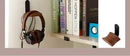 Koptelefoon Houder voor Onder het Bureau - Walnoot Hout en Metaal — thumbnail 1