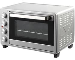 Mini Elektrische Oven - Magnetrons - Oven - 32L - 1600W - Compacte Keukenoven - Verstelbare Temperatuur - Timer - Pizza - Brood en Meer - Duurzaam - Veilig - Zilver