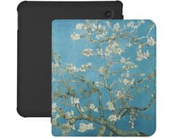 Lunso Geschikt voor Kobo Libra Colour hoes (7 inch) - Vegan Saffiano Leren sleepcover - Van Gogh Amandelbloesem
