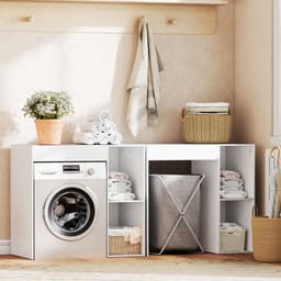 Homcom Kast boven wasmachine-Spaanplaat-90L x 60B x 90,5H cm-Wit — thumbnail 3