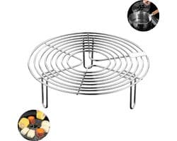 Ronde stoom- en koelrekken - Roestvrijstalen pannenrekken - Kookrekken - Roestvrijstalen stoomrek - Ronde Stoomrek - Draadstoomrekken - Stoomrekken voor airfryers - 18x18x4cm - Geschikt voor bakken, inmaken, koken en stomen