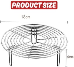 Ronde stoom- en koelrekken - Roestvrijstalen pannenrekken - Kookrekken - Roestvrijstalen stoomrek - Ronde Stoomrek - Draadstoomrekken - Stoomrekken voor airfryers - 18x18x4cm - Geschikt voor bakken, inmaken, koken en stomen — thumbnail 2