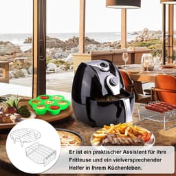 Allecto Plus - Hot Air Fryer Accessoires RVS Multifunctioneel Dubbellaags Rek - 7 Inch - Inclusief 4 Baknaalden — thumbnail 5