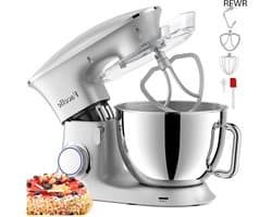 RFWR® Krachtige 8,5 L Deegmachine met 6+1 Snelheden en Multifunctionele Accessoires