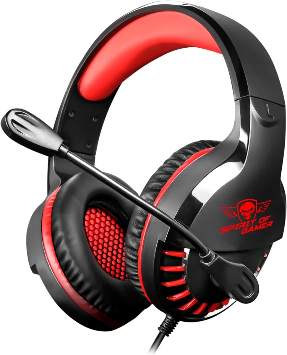 Spirit of Gamer Headset – Kinder Koptelefoon - Koptelefoon - Microfoon – Geschikt Voor Headset Nintendo Switch/PS5/PS4/Xbox Series X/S/Xbox One/Pc – Ruisonderdrukkende Microfoon – Verstelbare hoofdband – Helder geluid – Zwart/Rood — afbeelding 1